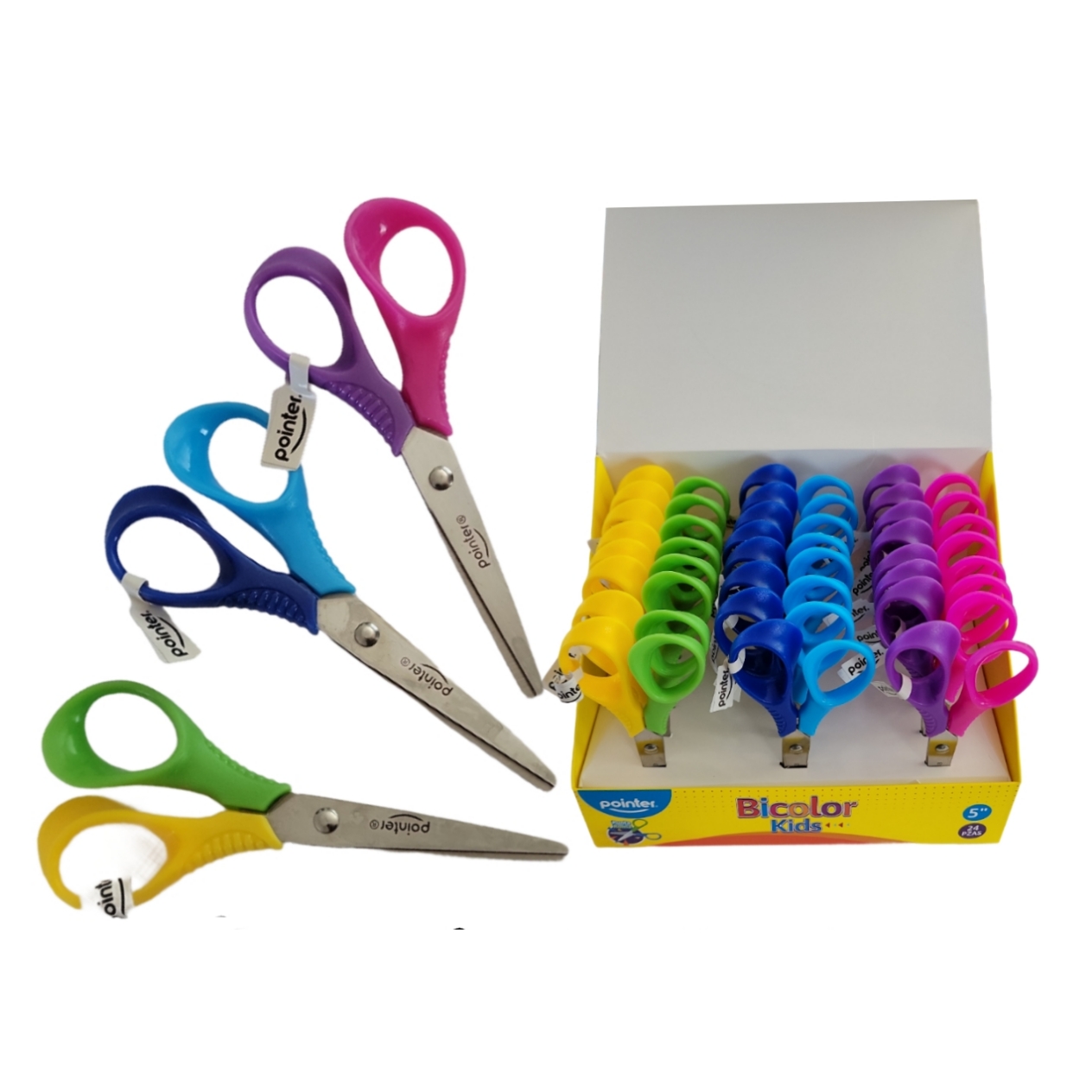 TIJERA ESCOLAR 5" BICOLOR KIDS POINTER
