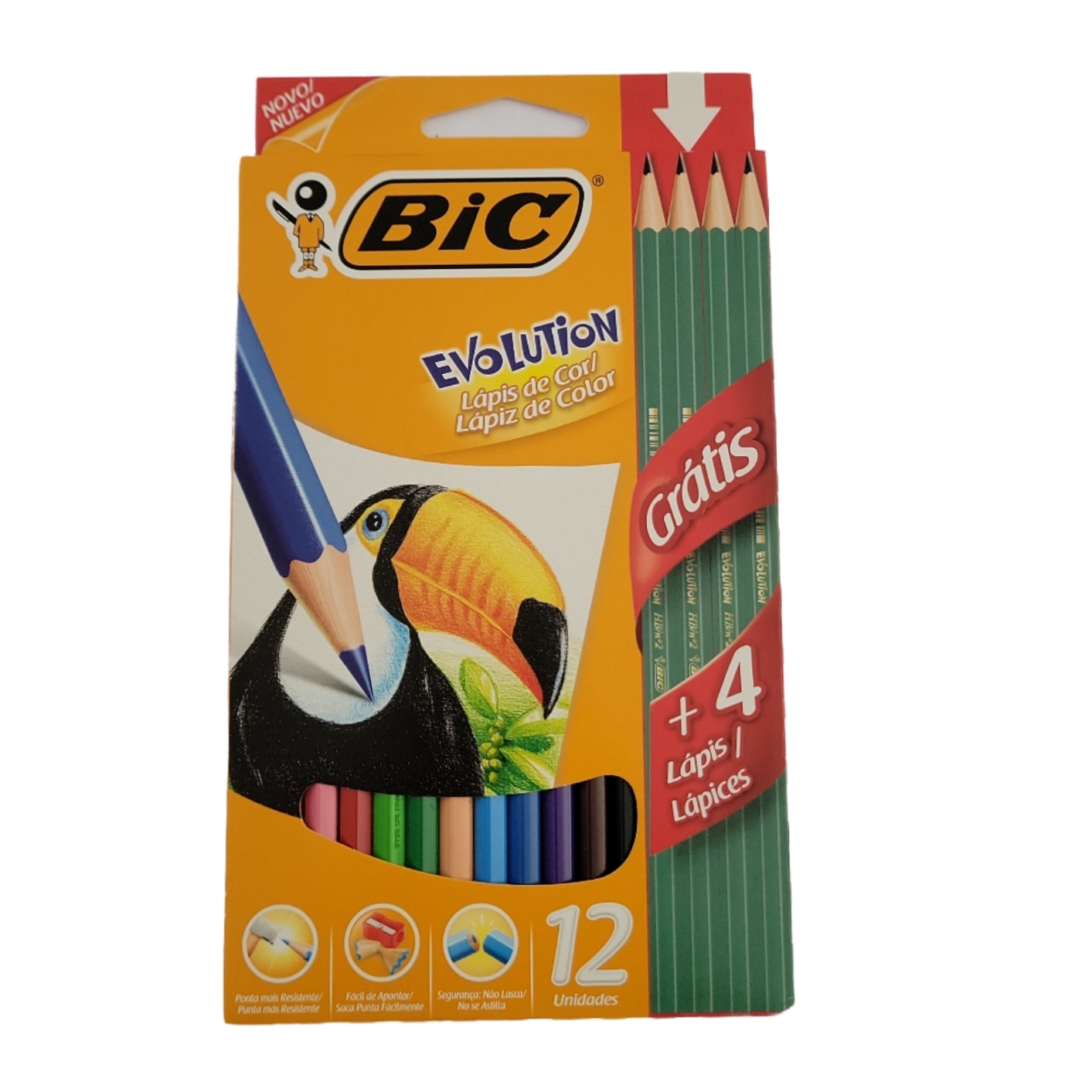 LAPIZ 12 COLORES + 4 GRAFITO EVOLUTION BIC