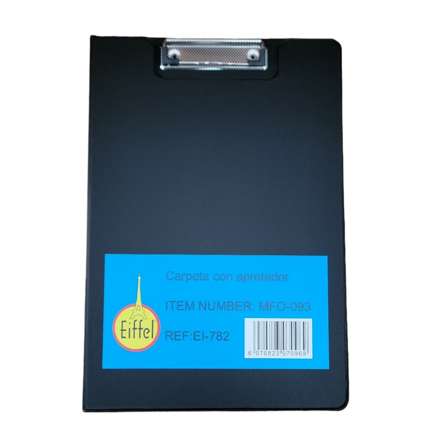 CARPETA OFICIO NEGRA DOBLE CON APRETADOR EIFFEL
