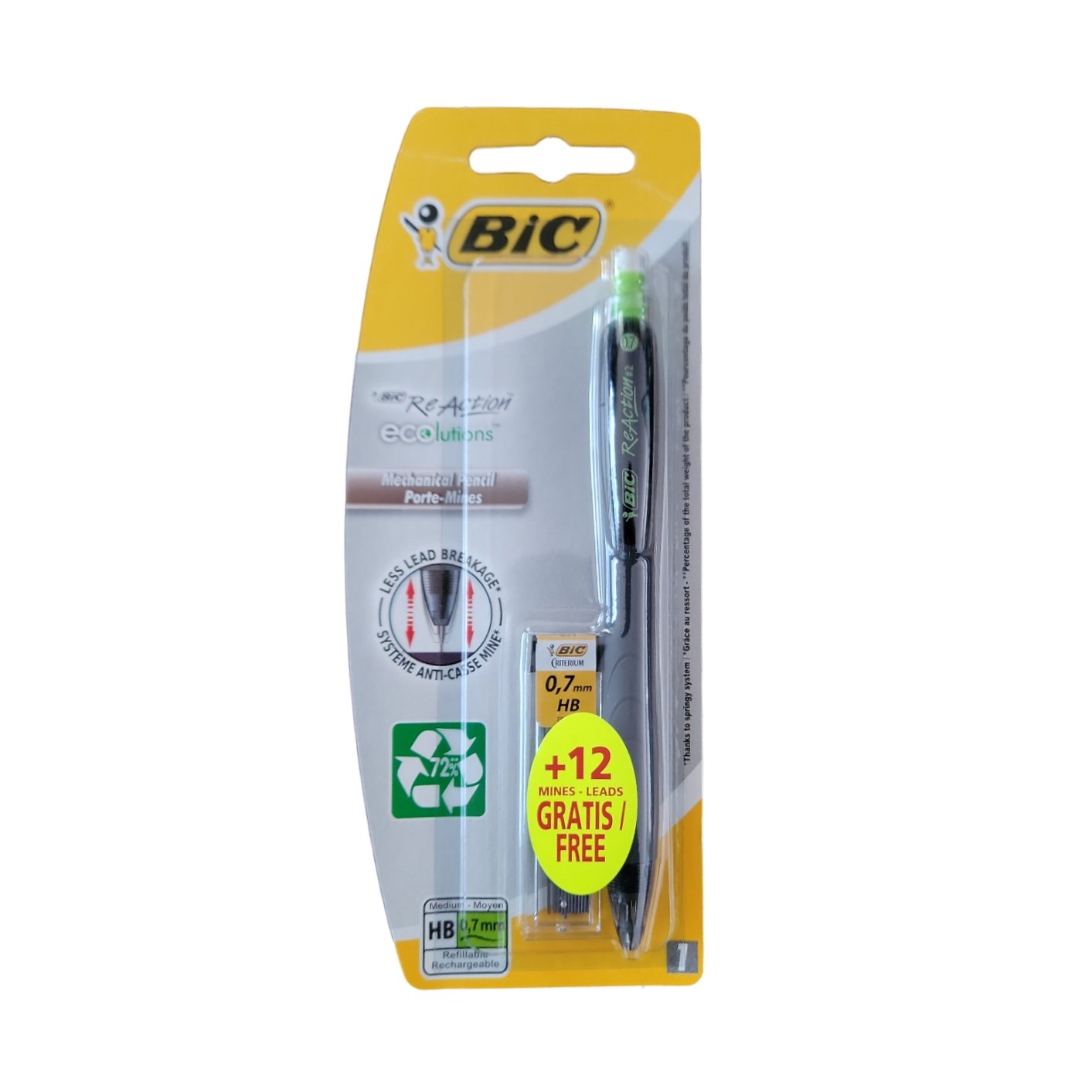 LAPIZ PORTAMINA 0,7 + MINAS REACTION BIC