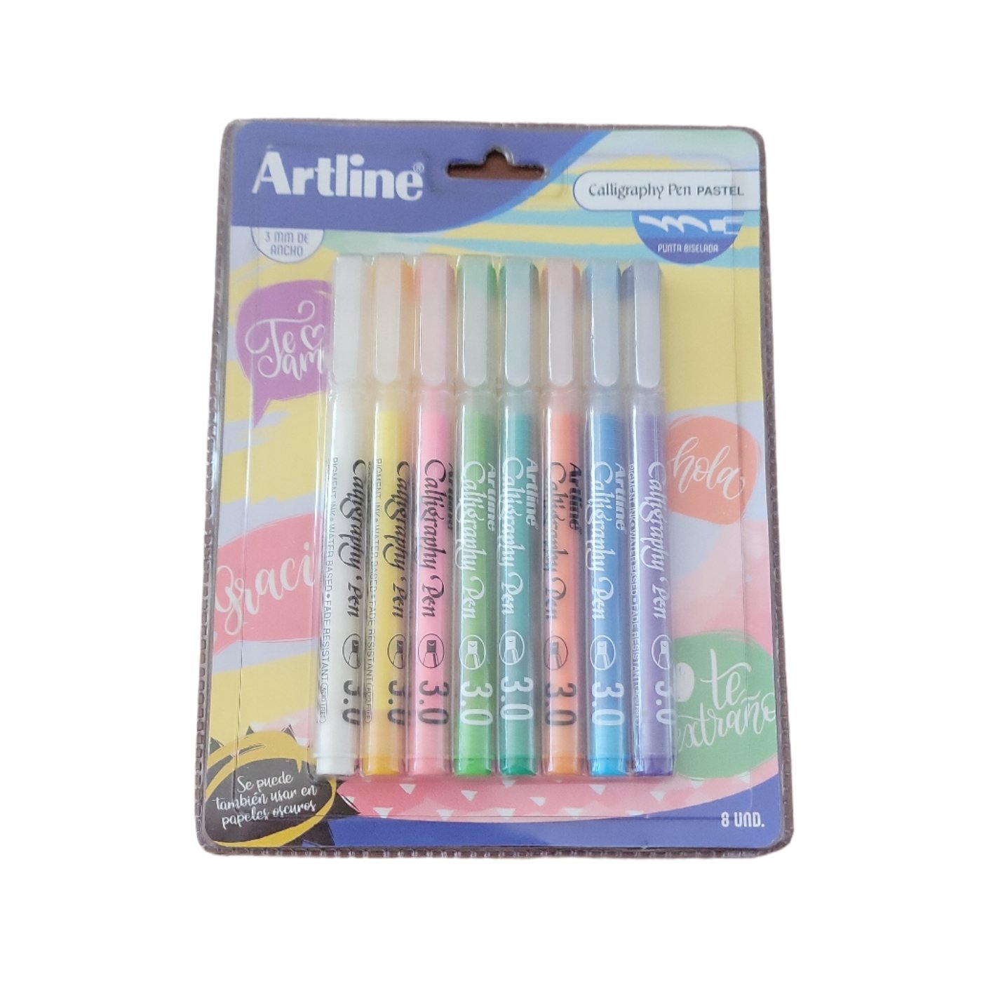SET 8 LAPIZ CALIGRAFICO PASTEL 3.0MM ANCHO ARTLINE