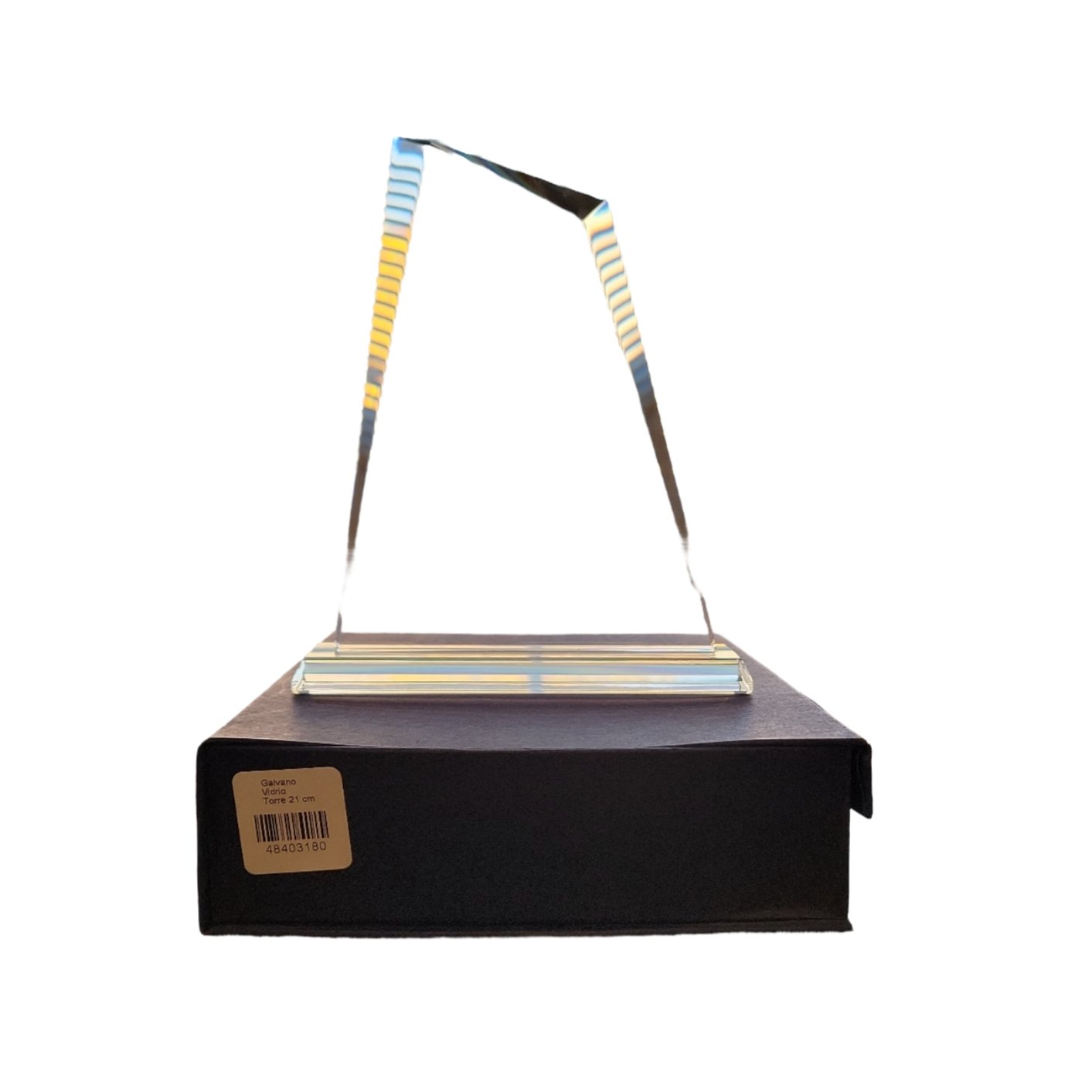 GALVANO VIDRIO 21 CMS FORMA TORRE @GRAFICA