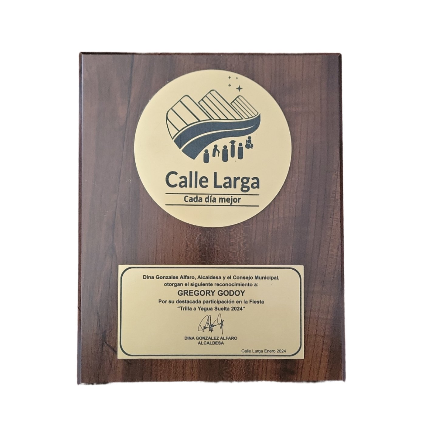 GALVANO MADERA 18 X 23 CMS CON LAMINA DORADA WALNUT @GRAFICA