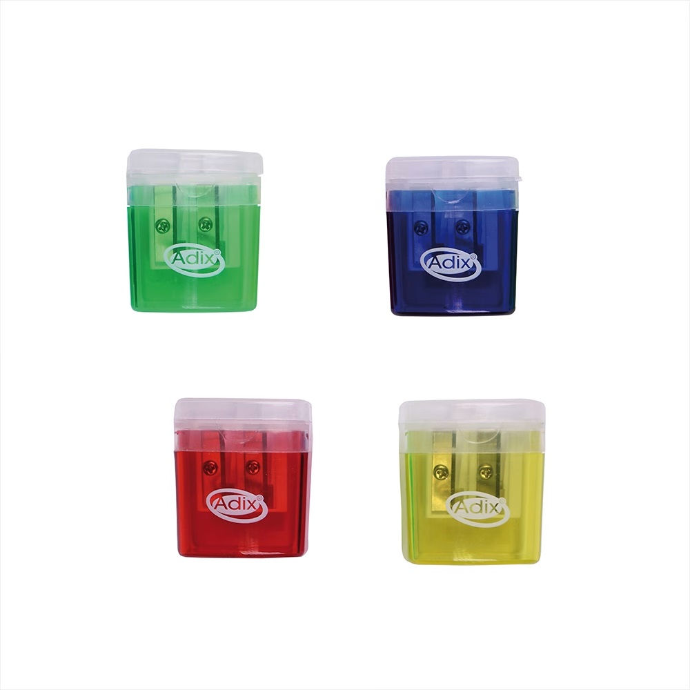 SACAPUNTA PLASTICO DOBLE CON CONTENEDOR