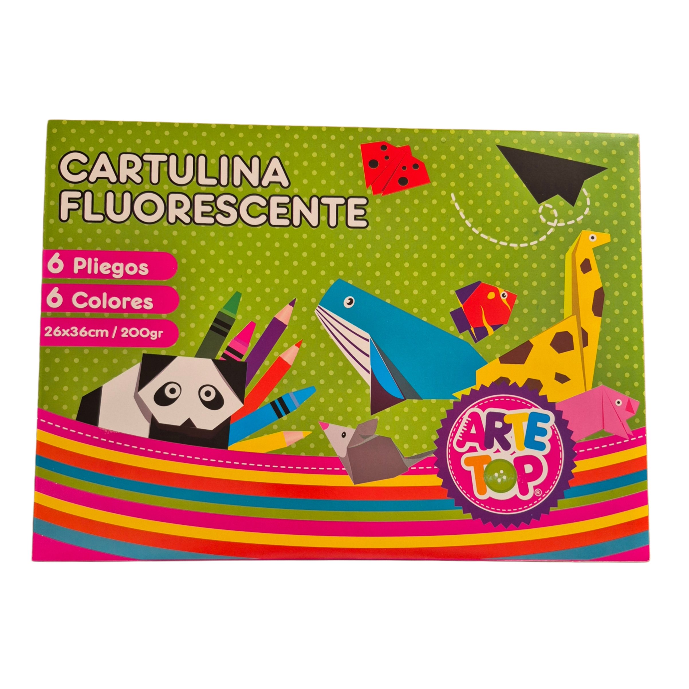CARPETA CARTULINA FLUORESCENTE 6 PLIEGOS ARTE TOP