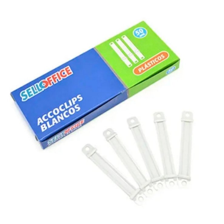 FASTENER ACCOCLIPS PLASTICO BLANCOS X 50UNID SELLOFFICE