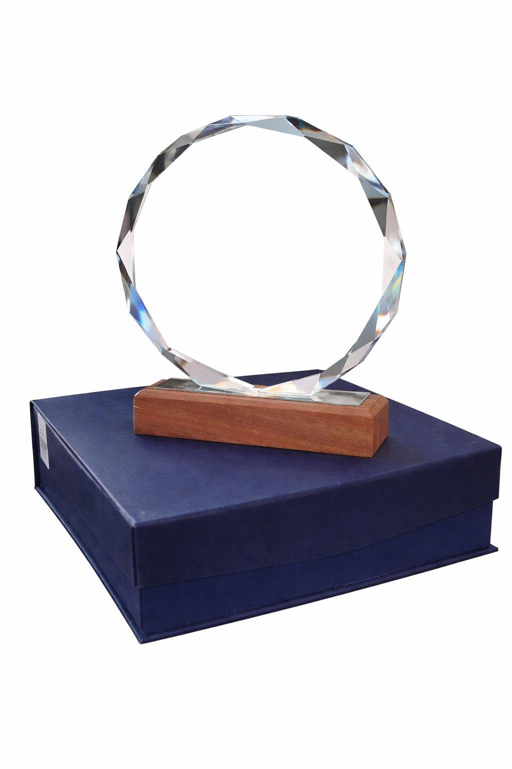 GALVANO VIDRIO OCTAGONAL BASE MADERA 18CM
