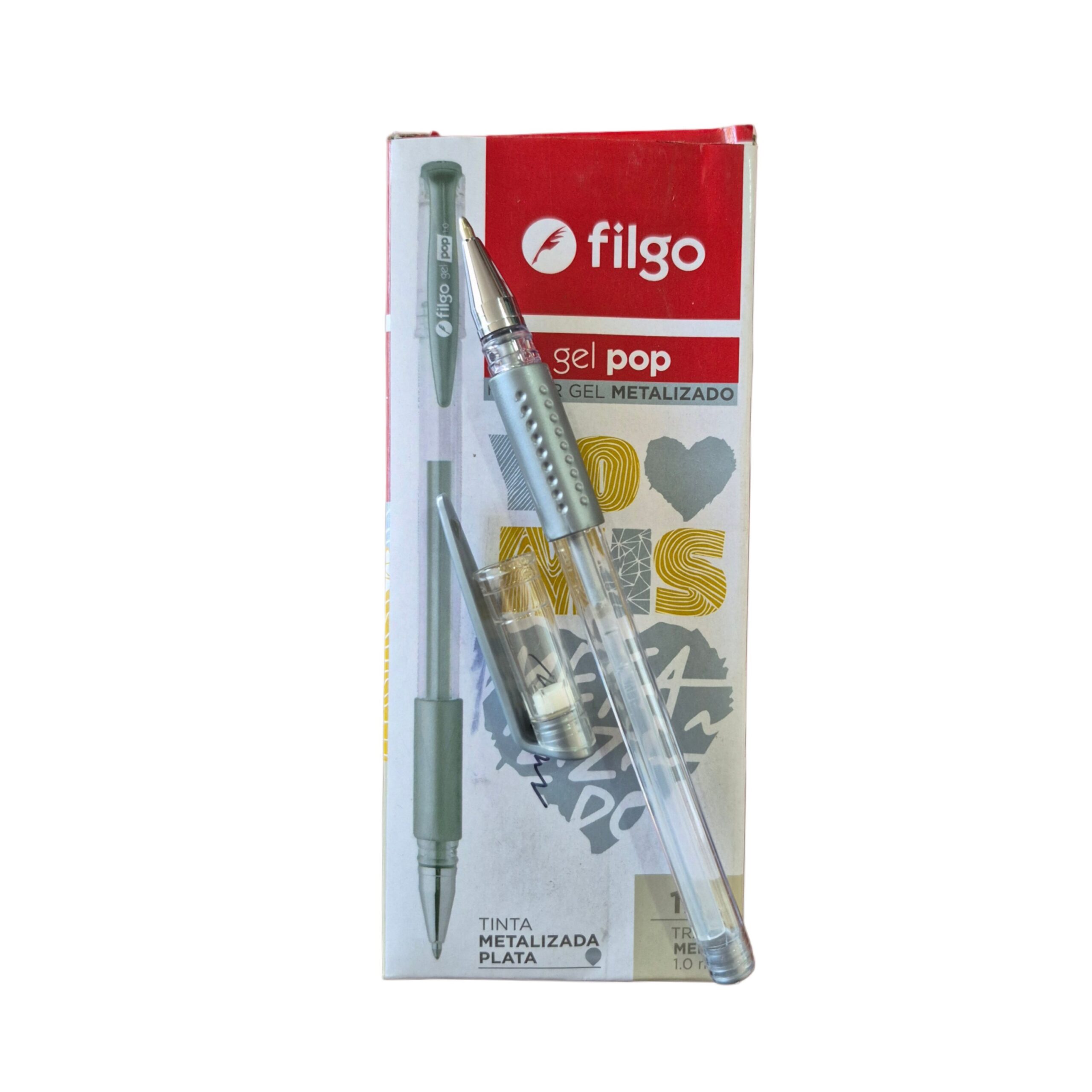 BOLIGRAFO ROLLER METALIZADO PLATA GEL POP FILGO