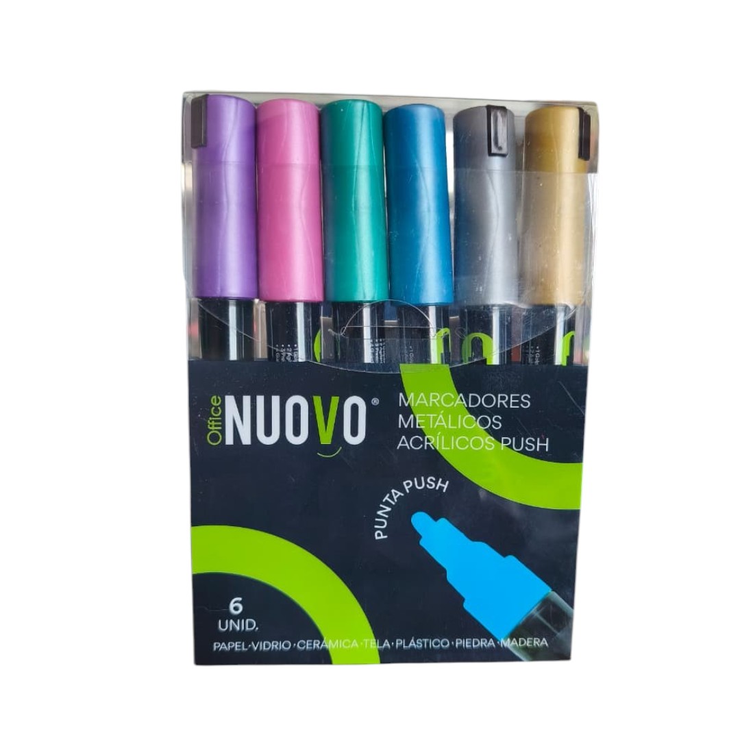 MARCADORES ACRILICOS PUSH X 6 COLORES NUOVO